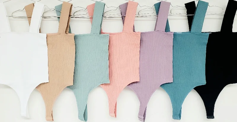 Ribbed Thick Strap Bodysuit Gym