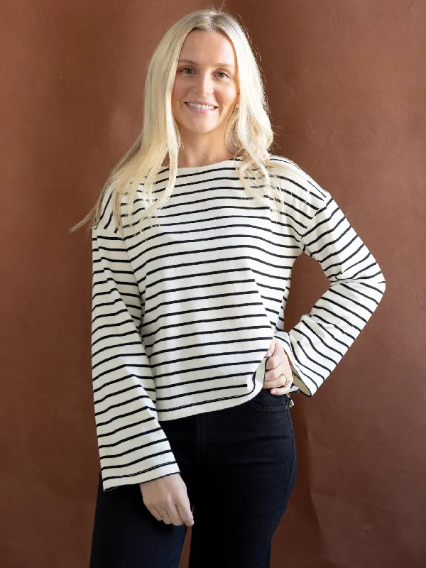 Shelly Striped Top Black Cashmere