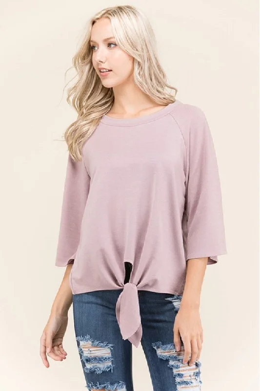 Dressed to a Tee Tie-Front Raglan Sleeve Top Refined Women's Hand - crafted