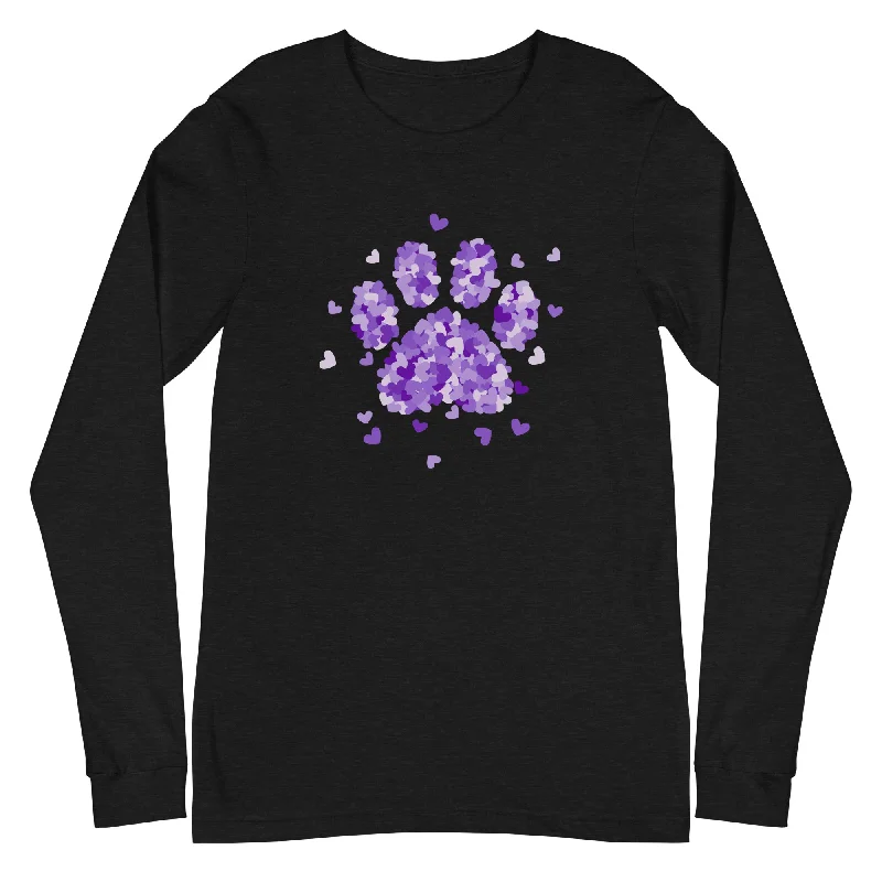 Purple Paw Print of Hearts Long Sleeve Tee Sharp Women's Italian