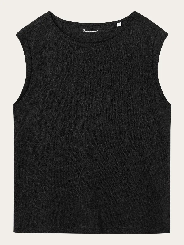 Loose fold up linen t-shirt - Black Jet Modern Women's Tech