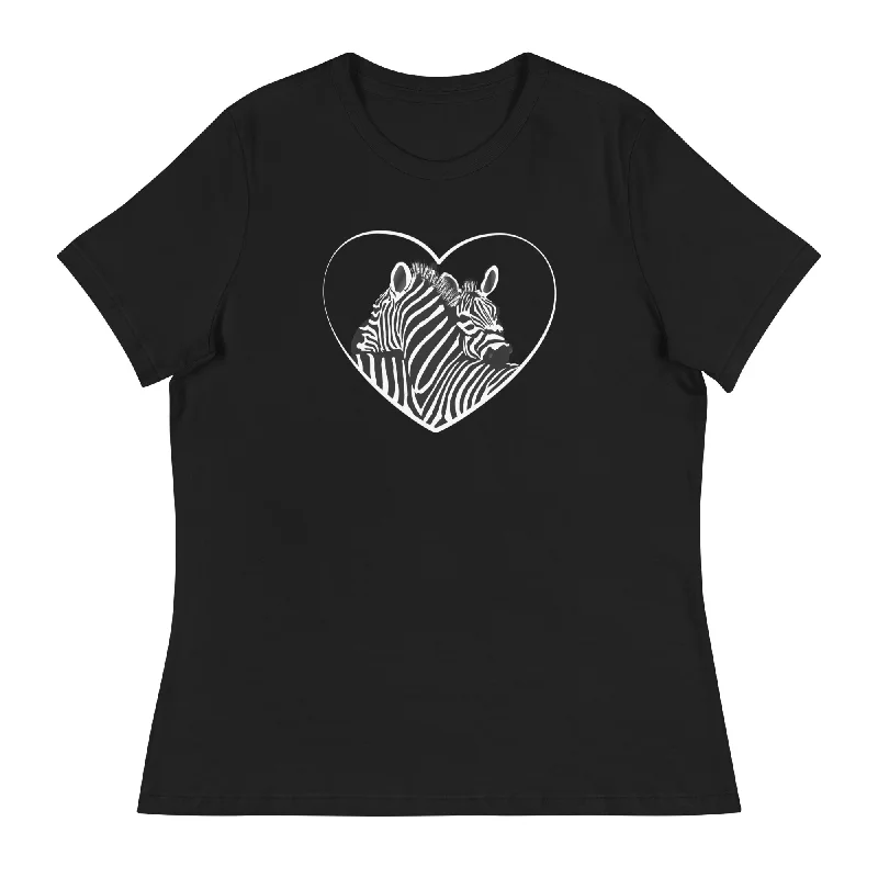 Hugging Zebras Women's Relaxed T-Shirt Artistic Women's Hand - painted
