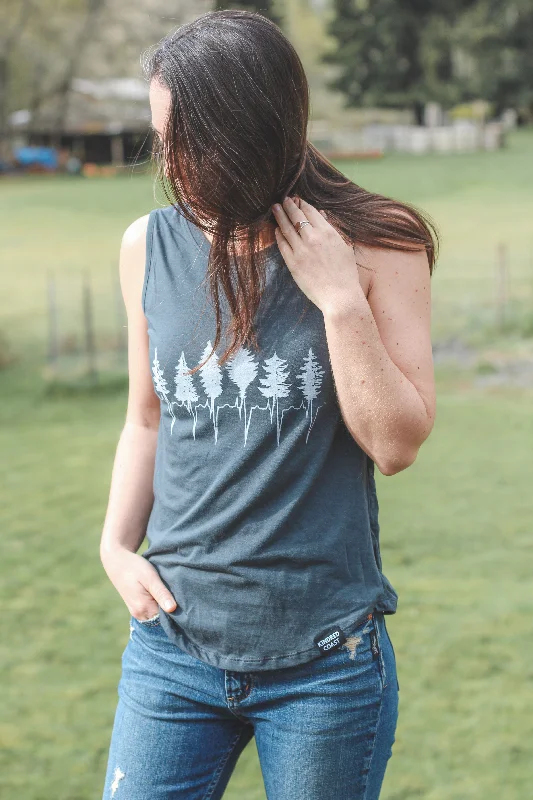 TREELINE - Women's Bamboo Tank - Charcoal Business