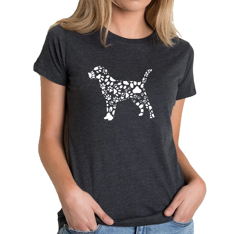 Dog Paw Prints  - Women's Premium Blend Word Art T-Shirt Sleek Women's Metallic