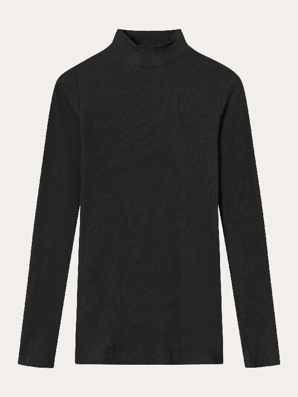 Rib high neck long sleeve - Black Jet Refined Women's Classic 