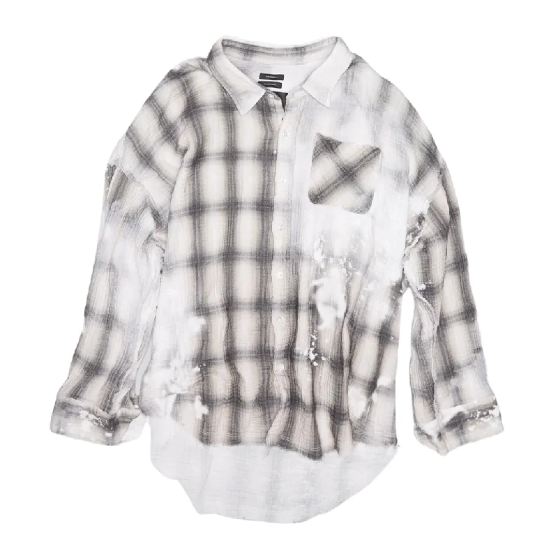 Shredded Seam Drop Neck Shirt Dapper Women's Bow - adorned
