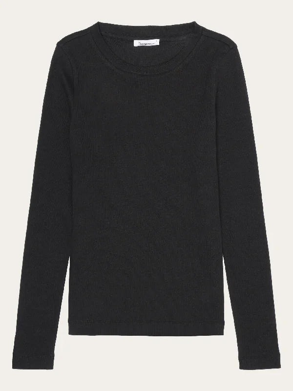 Rib Scoop neck long sleeved - Black Jet Streetwear Style for 