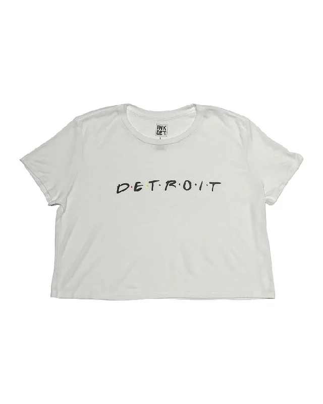 Ink Detroit Friends Cropped Flowy T-Shirt - White Trendy Women's Oversized