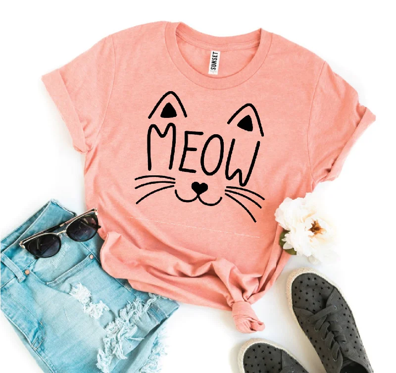 Meow Cat Face T-Shirt British Gentlewoman Style