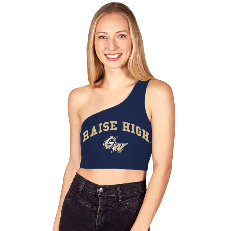 George Washington University Navy One Shoulder Top Unique Women's Upcycled