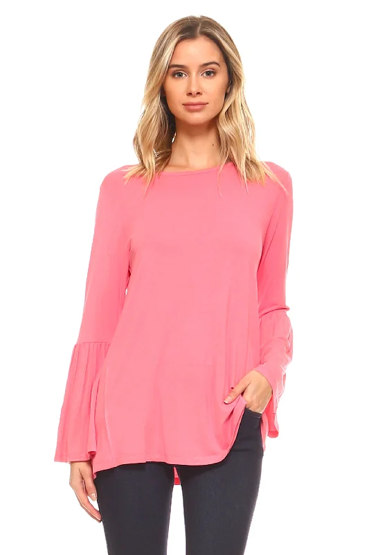 Breezy Does It Bell Sleeve Knit Top Cool Women's Distressed