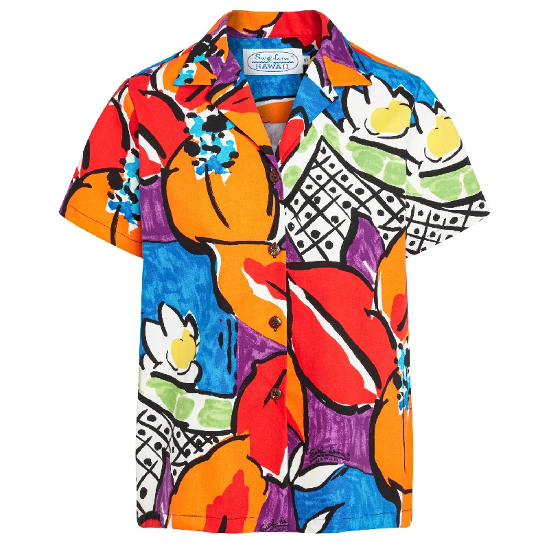 Cotton Print Top - Jungle Paint Magenta Sleek Women's 