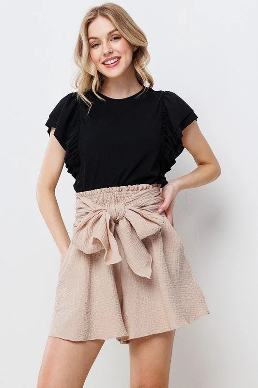 Double Ruffle Sleeve Knit Top Dynamic Women's High - energy