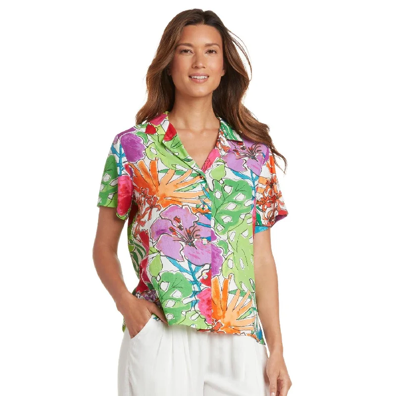Print Top - Paradise White Refined Women's Velvet