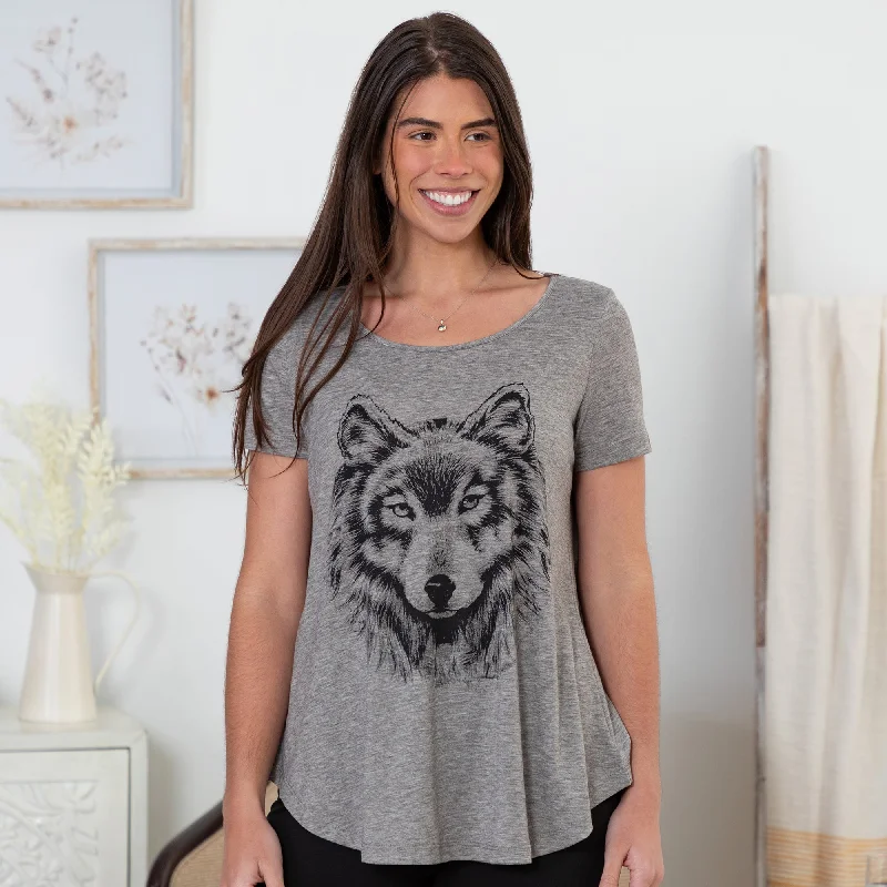 Gray Wolf Short Sleeve Tee Classic Women's Tweed