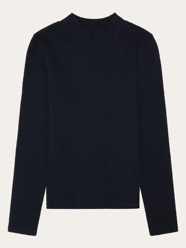 Rib high neck LS - Night Sky Sporty Women's Athleisure 