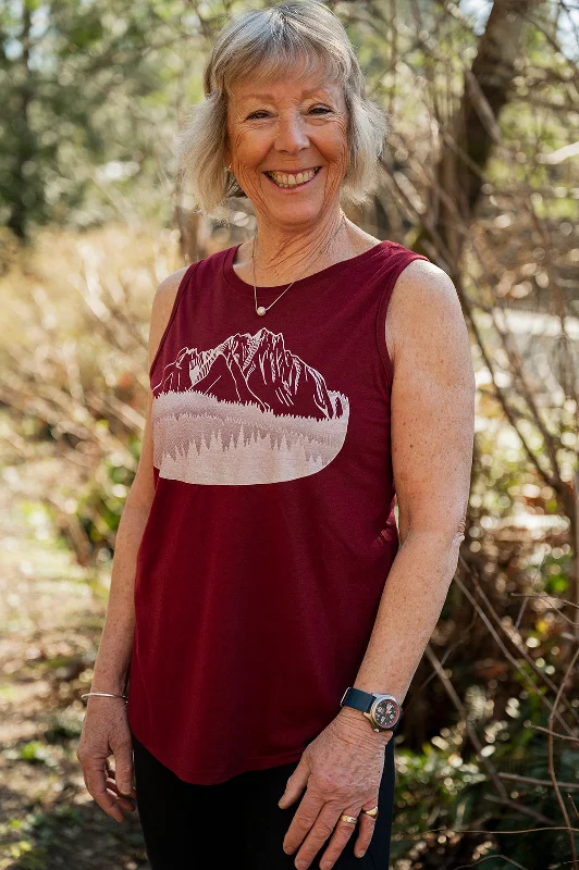 FLOATING ISLAND - Women's Bamboo Tank - Bordeaux Red Disco