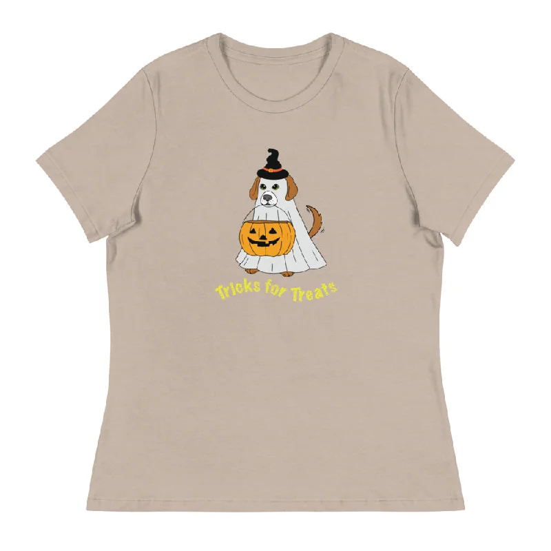 Trick or Treat Dog Women's Relaxed T-Shirt Classic Women's Pin - striped