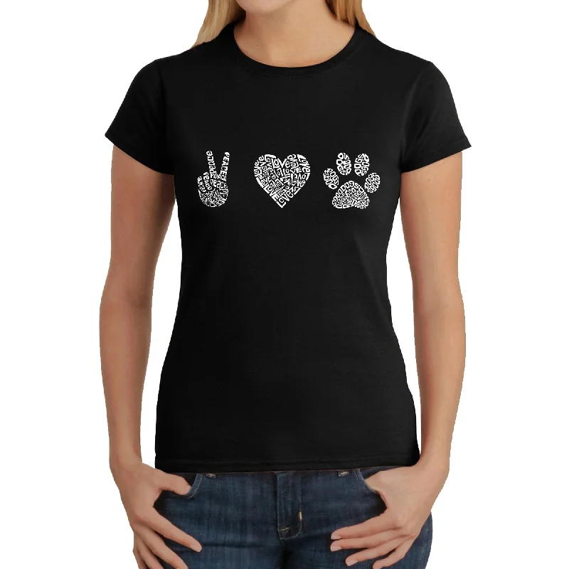 Peace Love Dogs  - Women's Word Art T-Shirt Gym