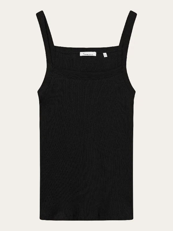 Rib strap top - Black Jet Vintage Women's 1970S 