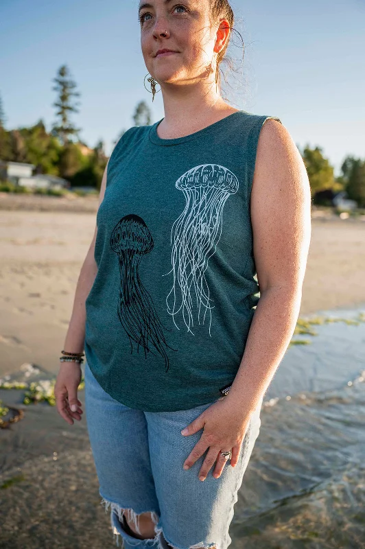 JELLYFISH - Women's Tank - Heather Green Cozy Women's Sherpa - lined