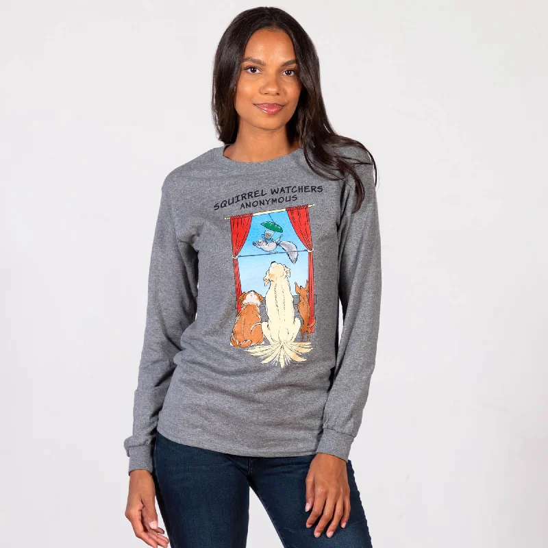 Squirrel Watchers Anonymous Long Sleeve T-Shirt Sporty Women's Athleisure 