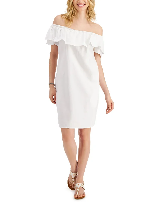 Tommy Hilfiger Womens Off The Shoulder Dress Country