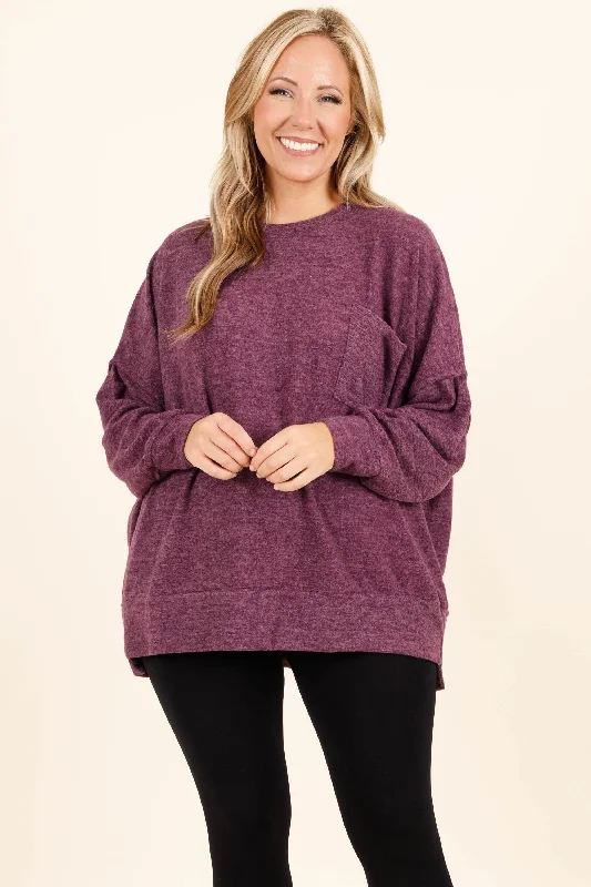 More of Me Sweater, Dark Plum Classic Women's Tweed