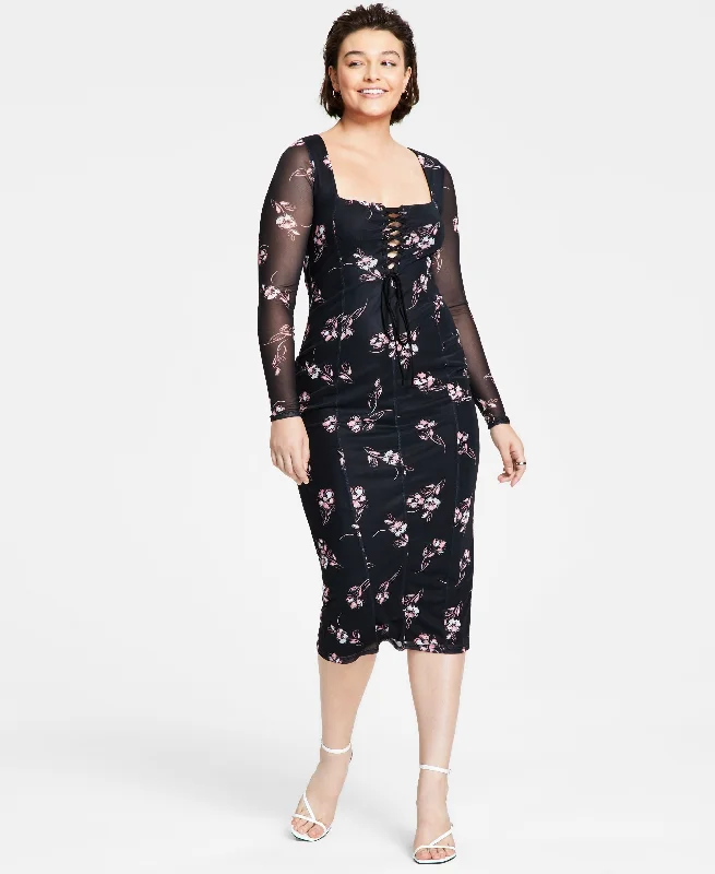 Women's Lace-Up Midi Dress Confident Women's Power