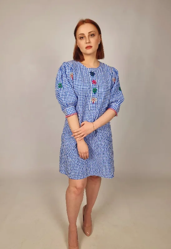 Vilagallo Dress With Amber - Blue Check Practical Women's Multi - 