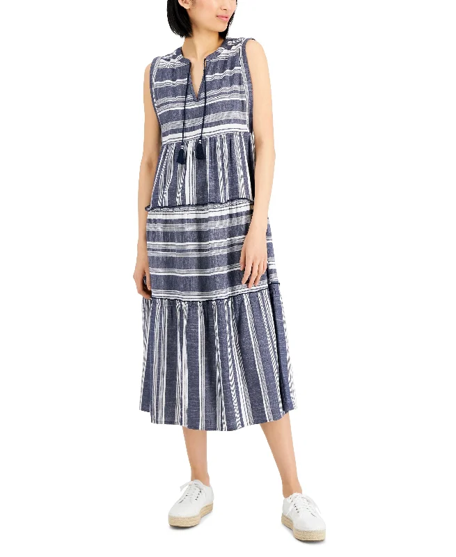 Charter Club Womens Cotton Sleeveless Midi Dress Hip Women's Urban