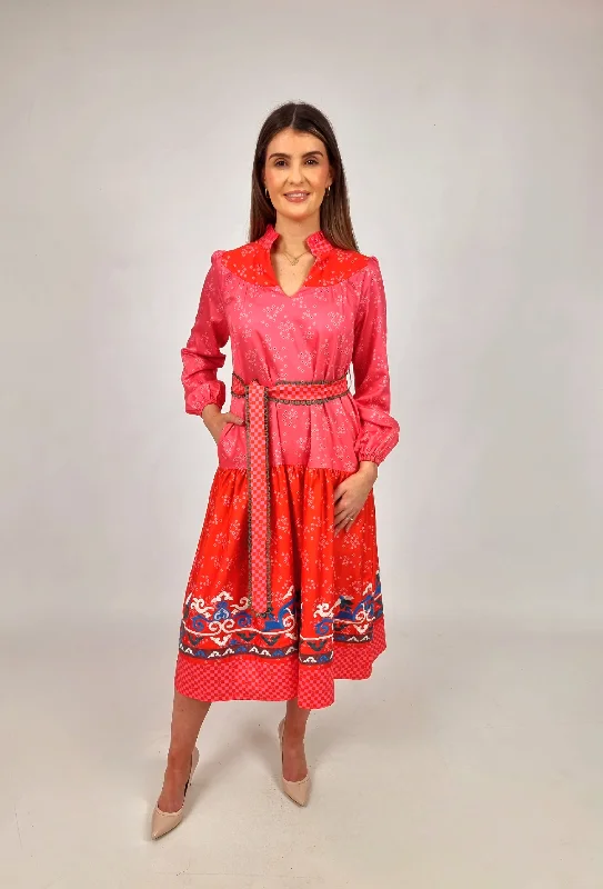 Emily Lovelock Pink Belted Midi Dress Modern Women's 