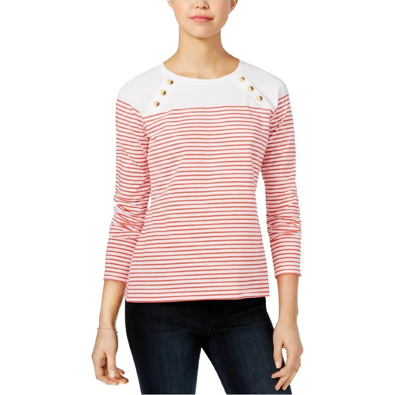 maison Jules Womens Button Embellished T-Shirt, Red, Small Traditional Women's 