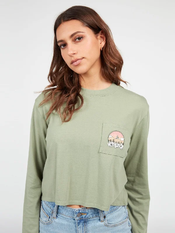 Pocket Dial Long Sleeve Tee - Light Army British Gentlewoman Style