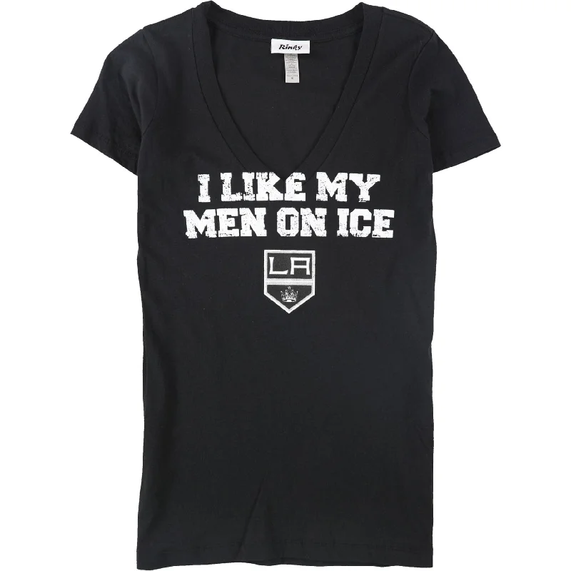 Rinky Womens I Like My Men On Ice Graphic T-Shirt, Black, Small Streetwear Style for 